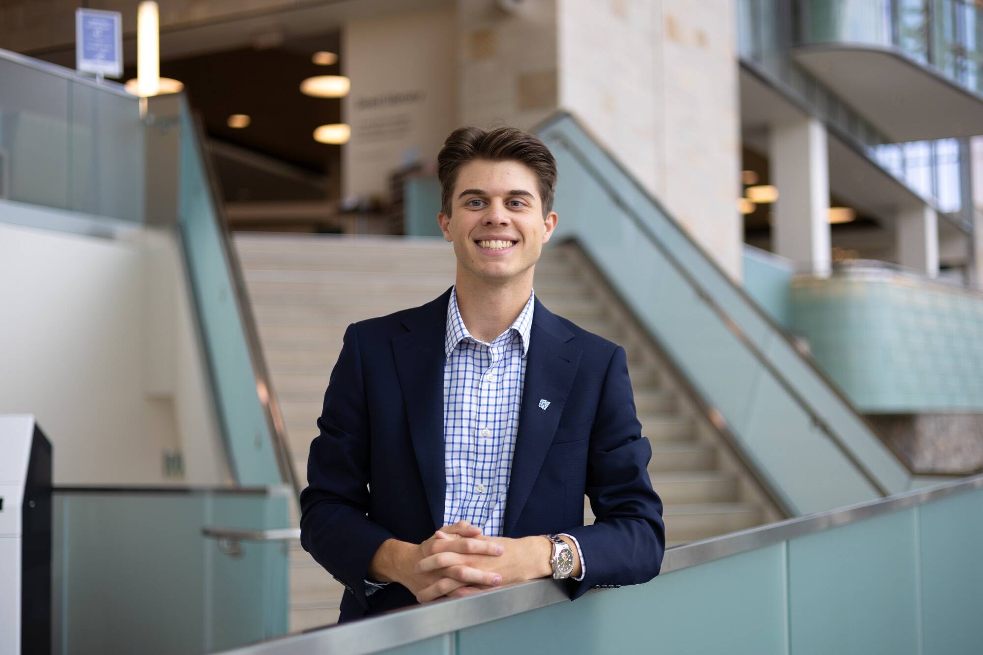 Esports Program Coordinator Evan Dean's Headshot in the Mary Idema Pew Library